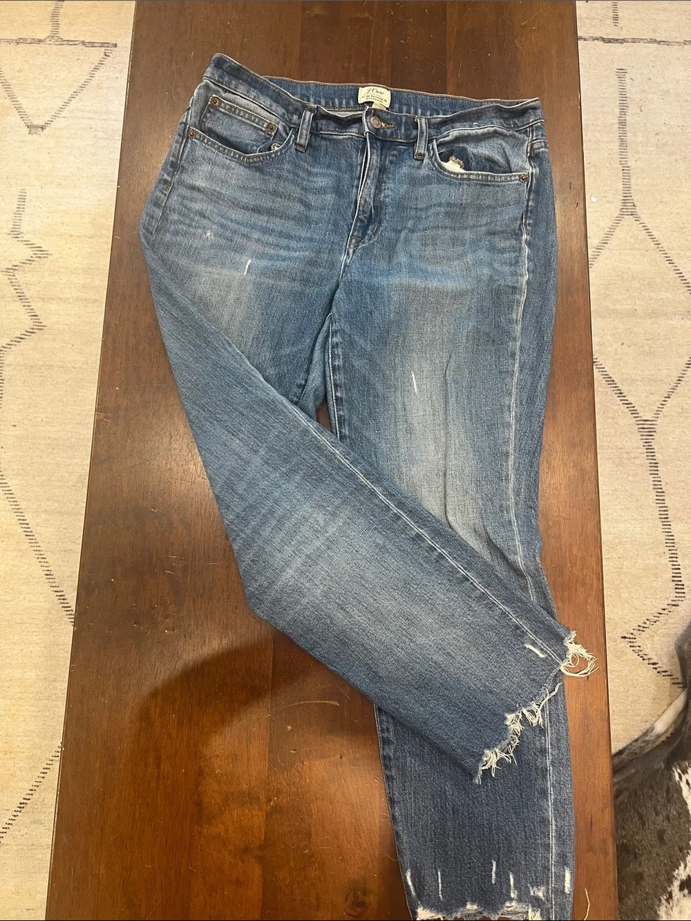 J. Crew Women's Cropped Distressed Blue Jeans